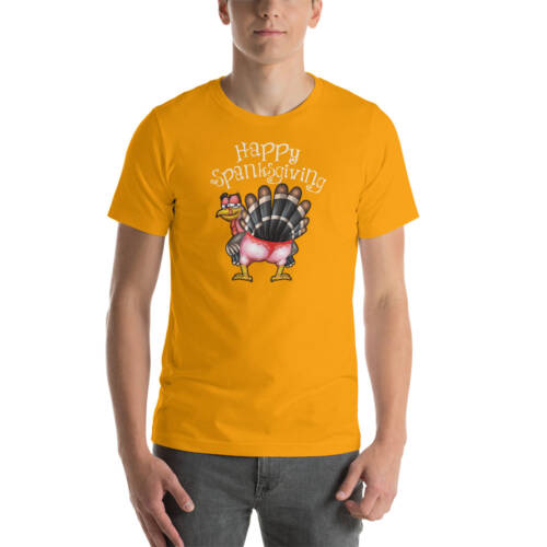 Happy Spanksgiving - gold t-shirt for men - kinky - BDSM