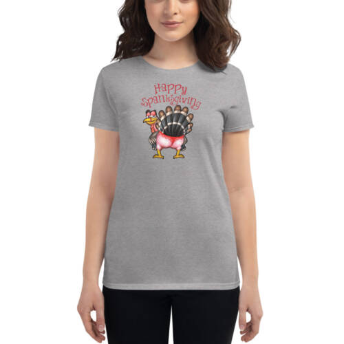 Happy Spanksgiving - gray t-shirt - kinky/bdsm t-shirts for women