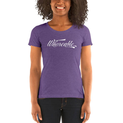 Whoreable - purple t-shirt for women - kinky - BDSM